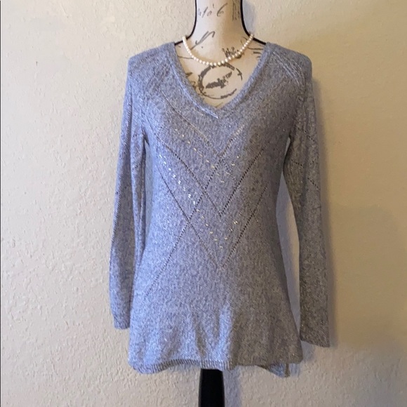 White House Black Market Sweaters - 🍀 WHBM Blue & White sequined Sweater SZ SM 🍀